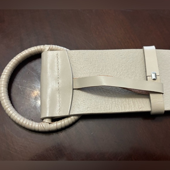 Rachel Parcell Wide Leather‎ Belt Cream Size Medium - Picture 5 of 11